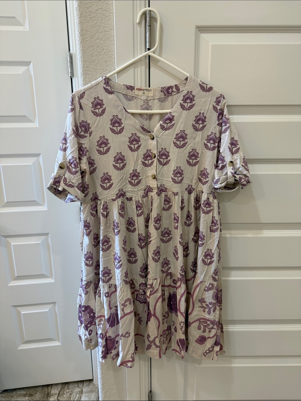 Bombay Lavender Floral Button-Front Top